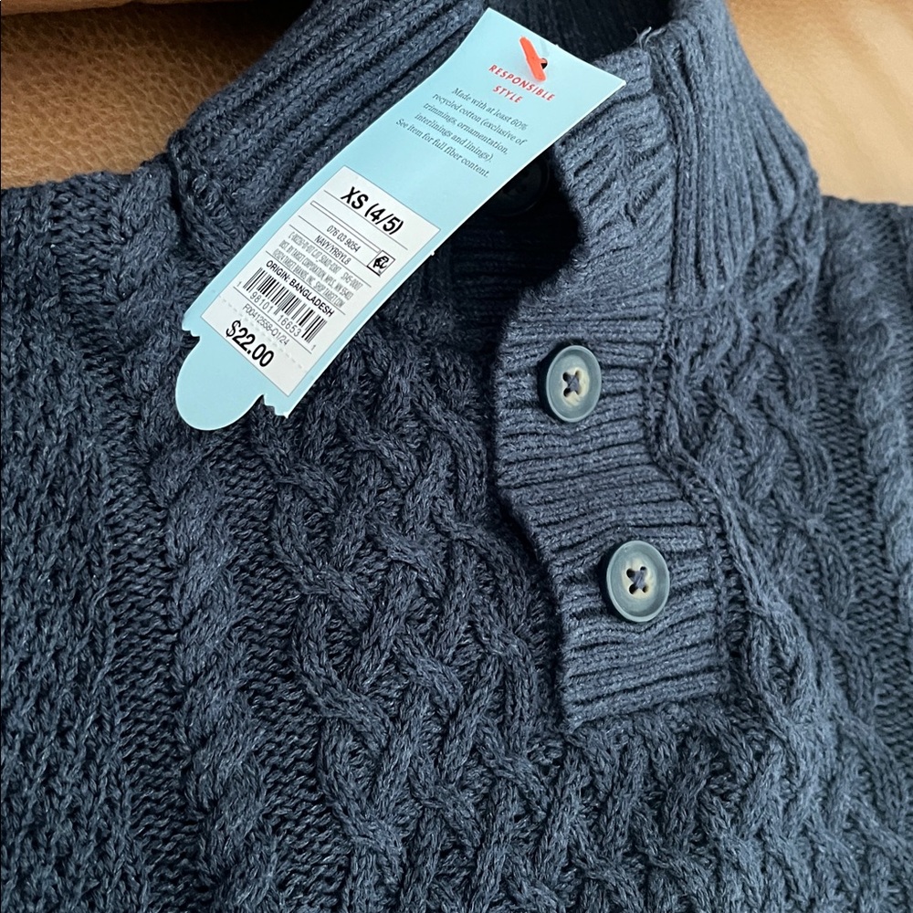 Cat & Jack (4/5) cable-knit mock-neck boys sweater